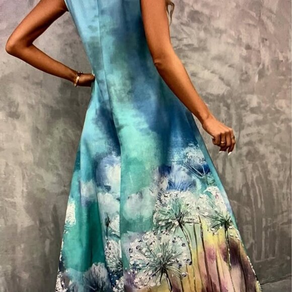 Ladies size XL (12) dandelion print maxi dress - Picture 6 of 11